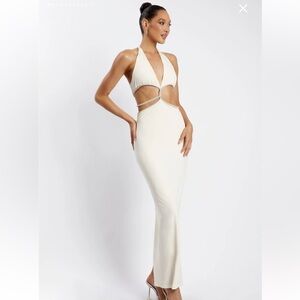 Beautiful MESHKI white/ivory rhinestone maxi dress - worn once size XS